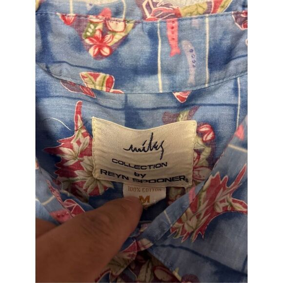 Reyn Spooner Size Medium Miles Fish Plant Hawaiian Vintage Men - Picture 5 of 5